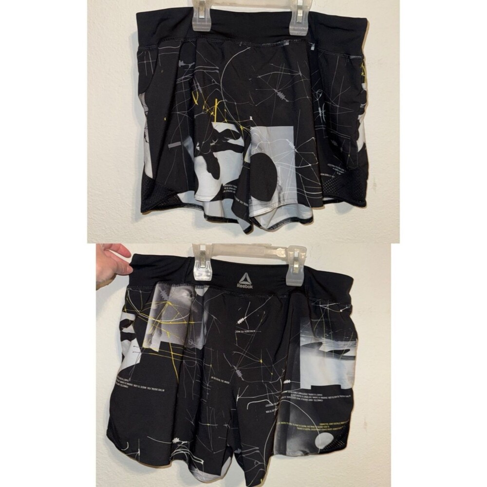 Reebok Black White and Yellow Graphic Athletic Skort